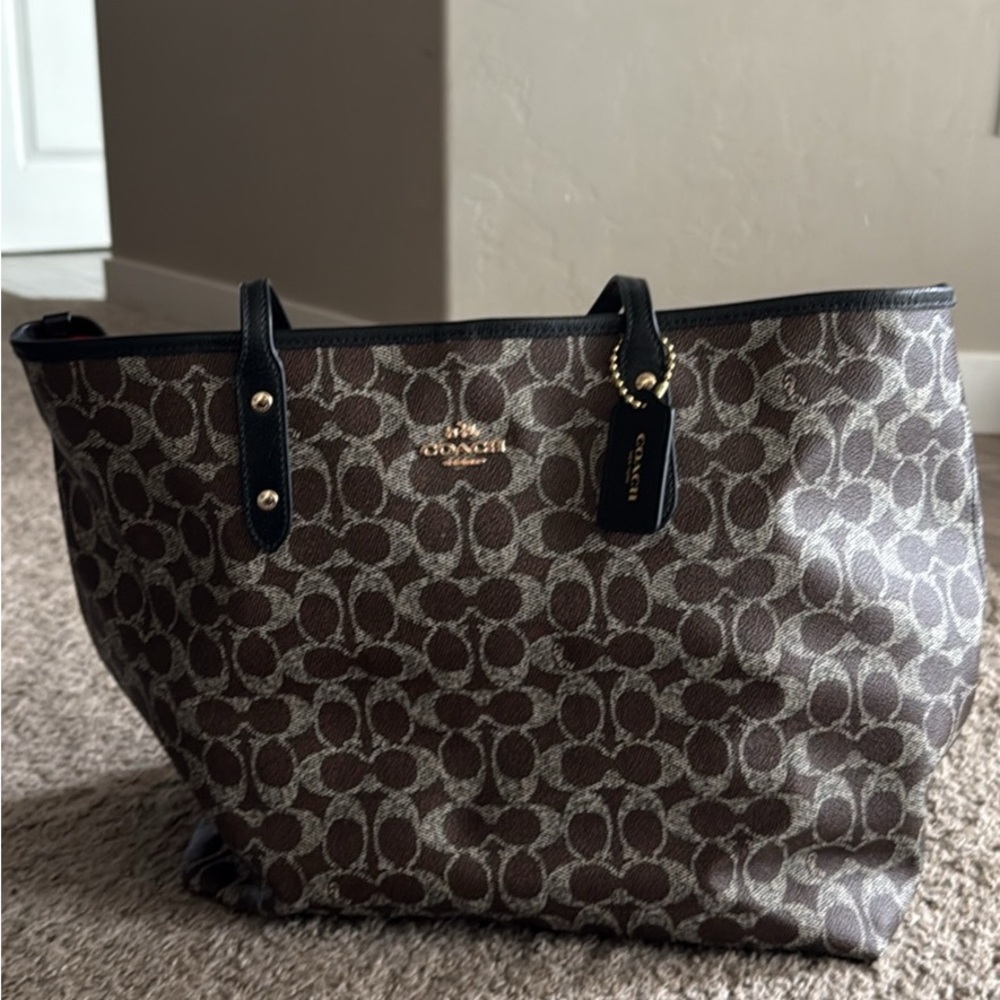 Coach Black and Brown Signature Tote